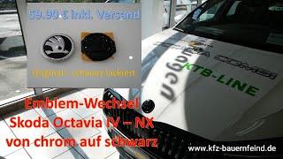 SKODA OCTAVIA IV NX - EMBLEM / SKODA-ZEICHEN IN SCHWARZ-GLÄNZEND LÄCKIERT FÜR 59,90.- Euro