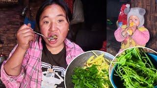 Jina & Jonson enjoying Squash shoot curry & rice || Shephards life Nepal@Sanjipjina