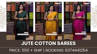 Jute cotton sarees @550+$ | www.dsrsarees.com