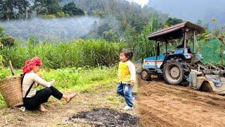 After clearing the garden, mother and daughter asked for the help of a plow to loosen the soil.