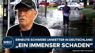 DEUTSCHLAND: Die Unwetterserie reißt nicht ab! Starke Schäden durch Gewitter, Hagel und Überflutung