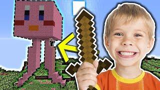 Funny Russian child in minecraft