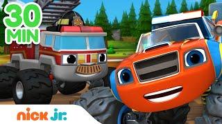 Blaze Fire & Police Emergency Rescues!  w/ AJ & Watts | 30 Minute Compilation | Nick Jr.