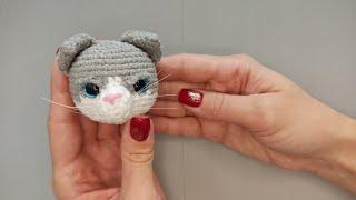 Crochet tutorial: How to make a Crocheted cat whiskers, amigurumi tutorial for beginners