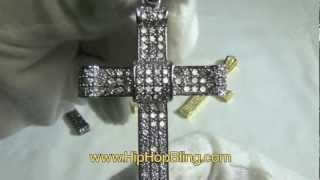 Iced Out CZ Micro Pave Cross Pendant Small