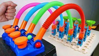 Pop Tube Marble Run Race ASMR # 2  In The Air  Creative Healing Sound Simple Machine DIY Build