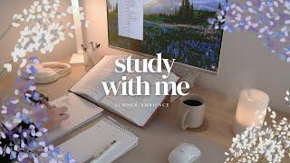 3-HOUR STUDY WITH ME  Summer Ambience / Pomodoro 50-10 / Summer Evening / No Music [ambient ver.]