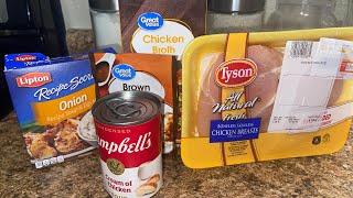 EASY CROCKPOT CHICKEN: CHICKEN AND GRAVY RECIPE!