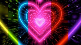 Heart Tunnel Background Rainbow Heart Tunnel | Neon Heart Background Video [10Hours]