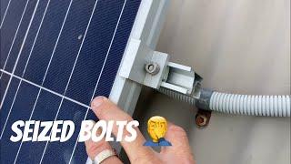 How to remove solar panels where the clamps are all seized the easy way.