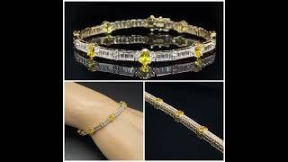 Fancy Link Bracelet w White & Oval Yellow Stones in 14k Yellow Gold. Act Now Karats by Auction House
