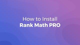 Rank Math PRO Installation & Activation