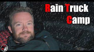 A Rainy Night of Truck Camping - Solo Camping Adventure