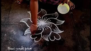 Simple freehand rangoli daily rangoli design #nagasrangolikolam .....
