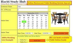 Online Table Booking System For Restaurant in Asp.Net Using C# | Hindi | Free Online Learning Class