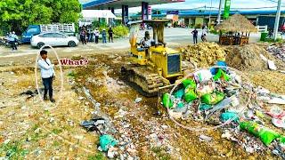 Great first Step Landfilling Attractly Project Process By Dump Trucks 5Ton Bulldozer By Dozer D31p