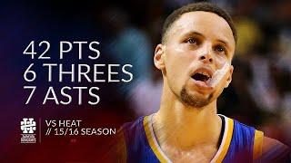 Stephen Curry 42 pts 6 threes 7 asts vs Heat 15/16 season