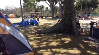 Camping at a windy beach in Singapore