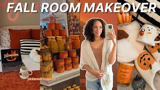 FALL ROOM MAKEOVER decorate with me, fall shopping haul, *pinterest inspired*, cozy room makeover!