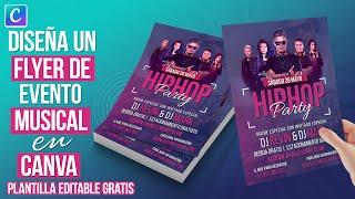 Cómo CREAR un Flyer Para Eventos Musicales en CANVA Fácil  | Plantilla GRATIS