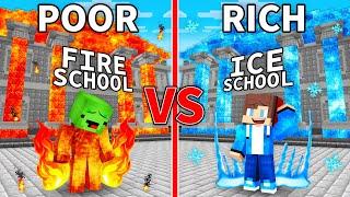 Mikey FIRE School vs JJ ICE School in Minecraft (Maizen)