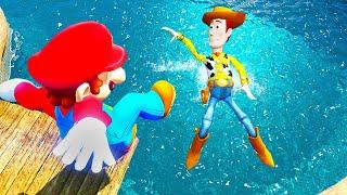 GTA 5 Water Ragdolls Mario, Woody, Donald duck  Jumps Fails ep.53  ( Euphoria Physics )