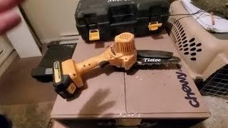 Mini chainsaw 6 inch battery Tie Toc
