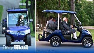 Putin drives India's Prime Minister Narenda Modi in a golf cart during state visit to Russia