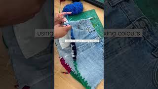 transforming denim with crochet in 2hrs #diy #fashion #thriftflip #crochet