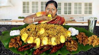 EGG BIRYANI WITH CHICKEN CURRY, MUTTON CURRY,EATING SHOW IN TAMIL FOODIES DIVYA