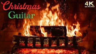 Christmas Fireplace & Relaxing Guitar Christmas Music  Instrumental 4K Fireplace Ambience