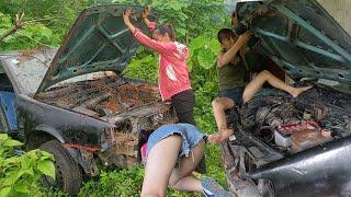 Restoration of a 30-year-old classic car found in the woods - The car was restored by a girl