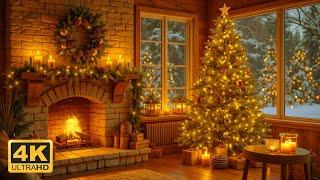 Warm Christmas Eve | Festive Fireplace & Glowing Tree Ambience in Stunning | 4K Ultra HD