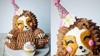 Sloth cake decorating tutorial - sculpted and decorated with buttercream