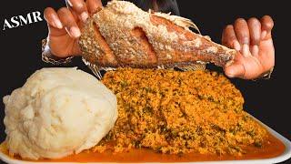 ASMR FUFU & EGUSI SOUP MUKBANG |fried fish| Nigerian food (Talking) Soft Eating Sounds| Vikky ASMR