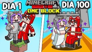 Sobreviví 100 DÍAS en un SOLO BLOQUE con mi NOVIA LOCA en Minecraft HARDCORE!