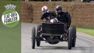 1905 Darracq 200HP land speed record car seriously sideways at Goodwood