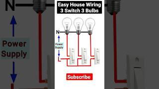 Simple easy house wiring #3 switch 3 bulbs connection # shorts #viral #ytshorts
