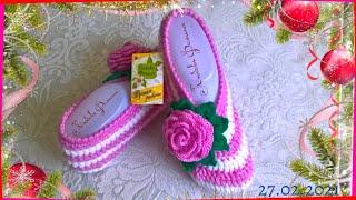 Очень Нарядные и Уютные  Домашние Тапочки-Балетки Крючком.