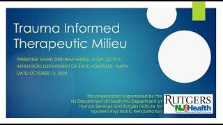 PREP Webinar: Trauma-informed Therapeutic Milieu