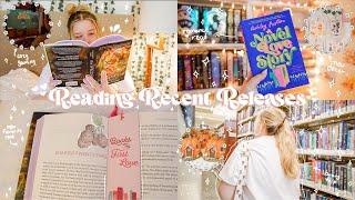 reading recent releases vlog 𓍢ִ໋˚.  | new fav book,library visit, & bookshelf reorganization