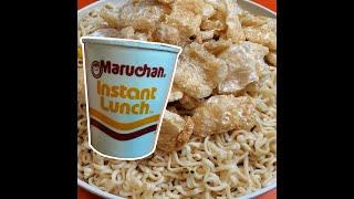 eat Cup Noodles with Microwave Pork Rinds - a tasty combo