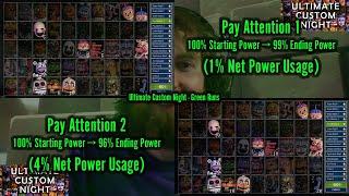 PAY ATTENTION 1 and 2 - 2020 Green Runs - 1% and 4% Net Power Usage - FNaF Ultimate Custom Night