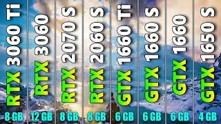 3060 Ti vs RTX 3060 vs 2070 SUPER vs 2060 SUPER vs 1660 Ti vs 1660 SUPER vs GTX 1660 vs 1650 SUPER