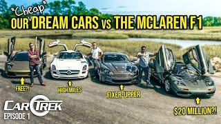 The McLaren F1 vs Our "Cheap" Dream Cars (Lambo LP640, SLS AMG, Aston Martin DBS) | Car Trek S5E1