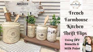 French Farmhouse Kitchen Thrift Flips using JRV Stencils & Milk Paint | Primitive Trash to Treasure