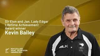 Kevin Bailey receiving the Sir Eion and Jan, Lady Edgar Lifetime Achievement Award