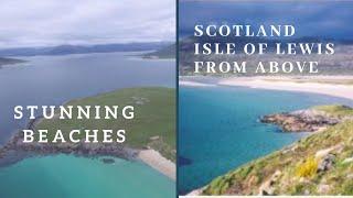 Isle of lewis stunning beaches and rocky coves from above .