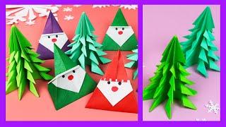 Поделки на Новый год своими руками  Объемная елка из бумаги  Оригами Дед Мороз из бумаги