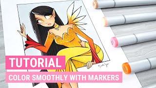 How to COLOR SMOOTHLY with ALCOHOL MARKERS | iiKiui